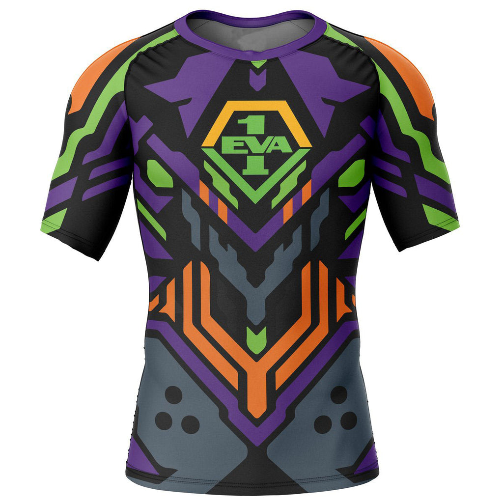 Morukai "Eva 01 Evangelion Short Sleeve Rash Guard Compression Shirt