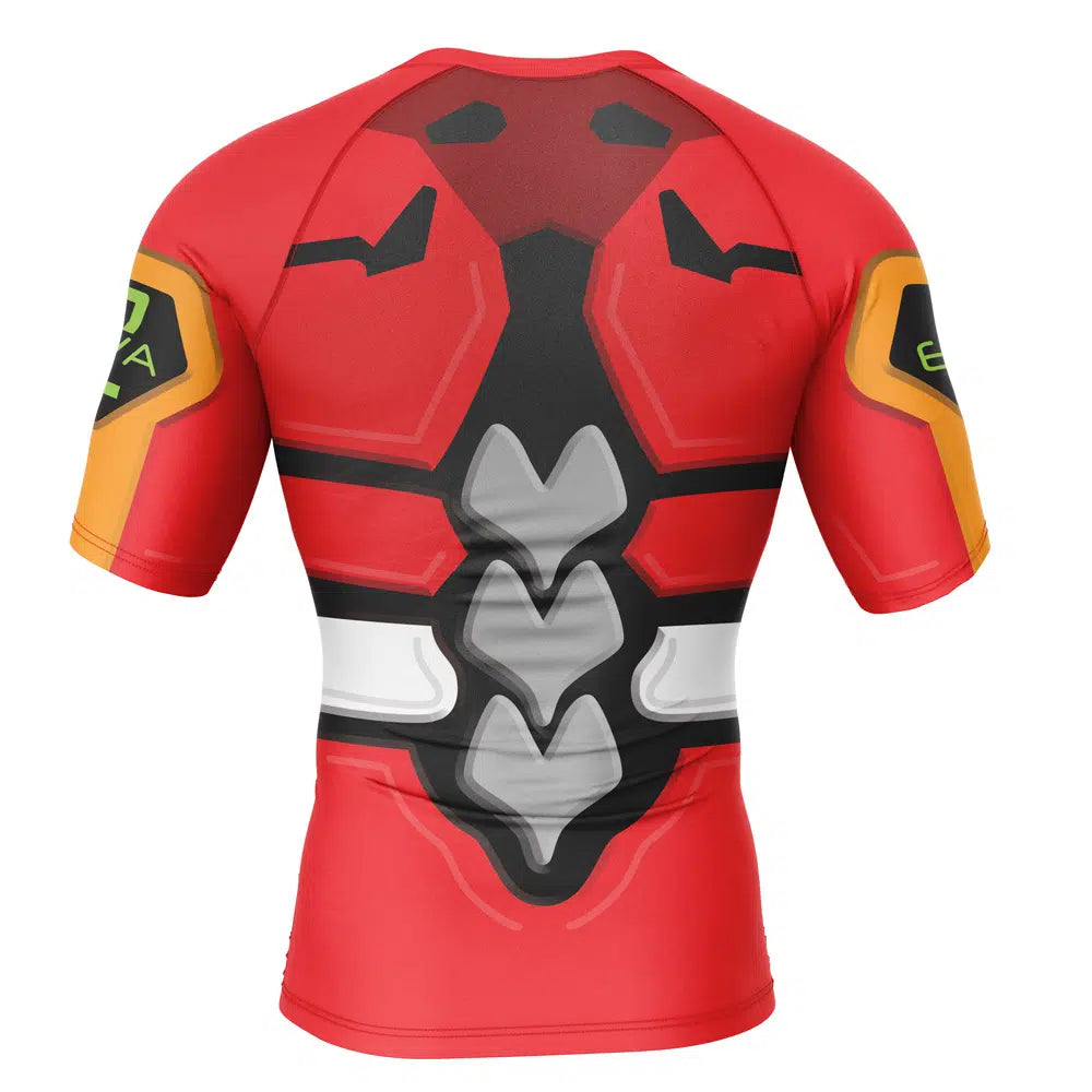 Morukai "Eva-02 Neon Genesis Evangelion Short Sleeve Rash Guard Compression Shirt