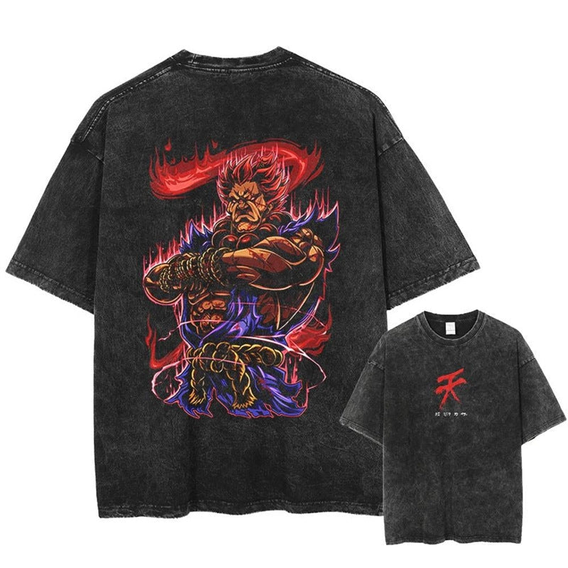 Morukai "Akuma" Street Fighter Vintage Washed Oversized T-Shirt