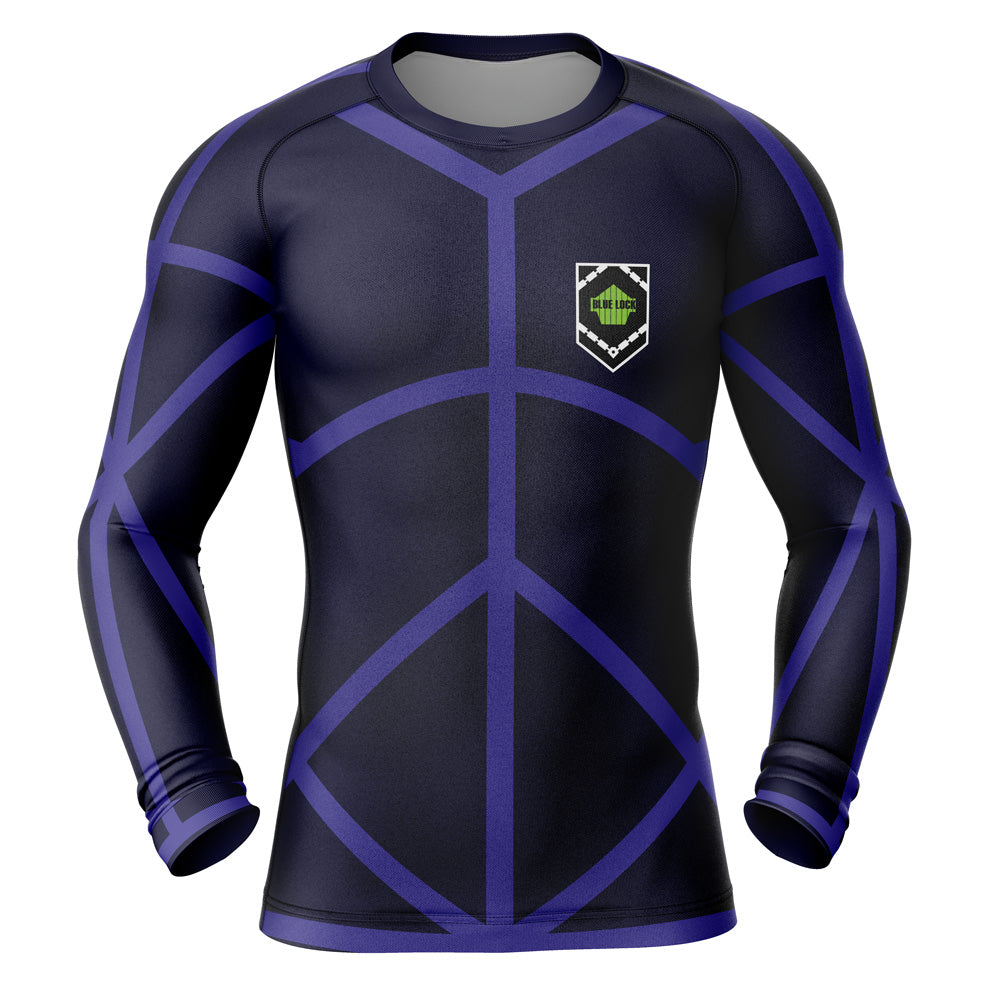 Morukai "Training Uniform" Blue Lock Long Sleeve Rash Guard Compression Shirt