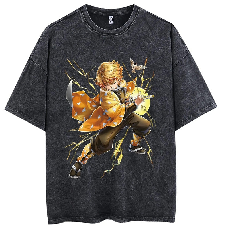 Morukai "Thunderclap & Flash" Demon Slayer Vintage Washed Oversized T-Shirt
