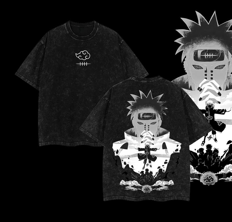 Morukai "Pain Akatsuki" Naruto Vintage Washed Oversized T-Shirt