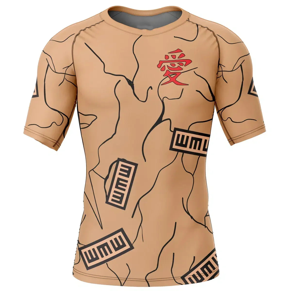 Morukai "Gaara Gourd Naruto Short Sleeve Rash Guard Compression Shirt