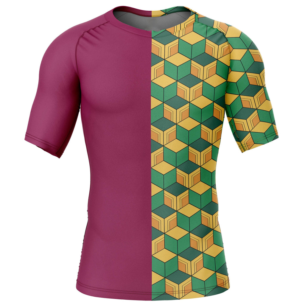 Morukai "Giyu Tomioka" Demon Slayer: Kimetsu no Yaiba Short Sleeve Rash Guard Compression Shirt