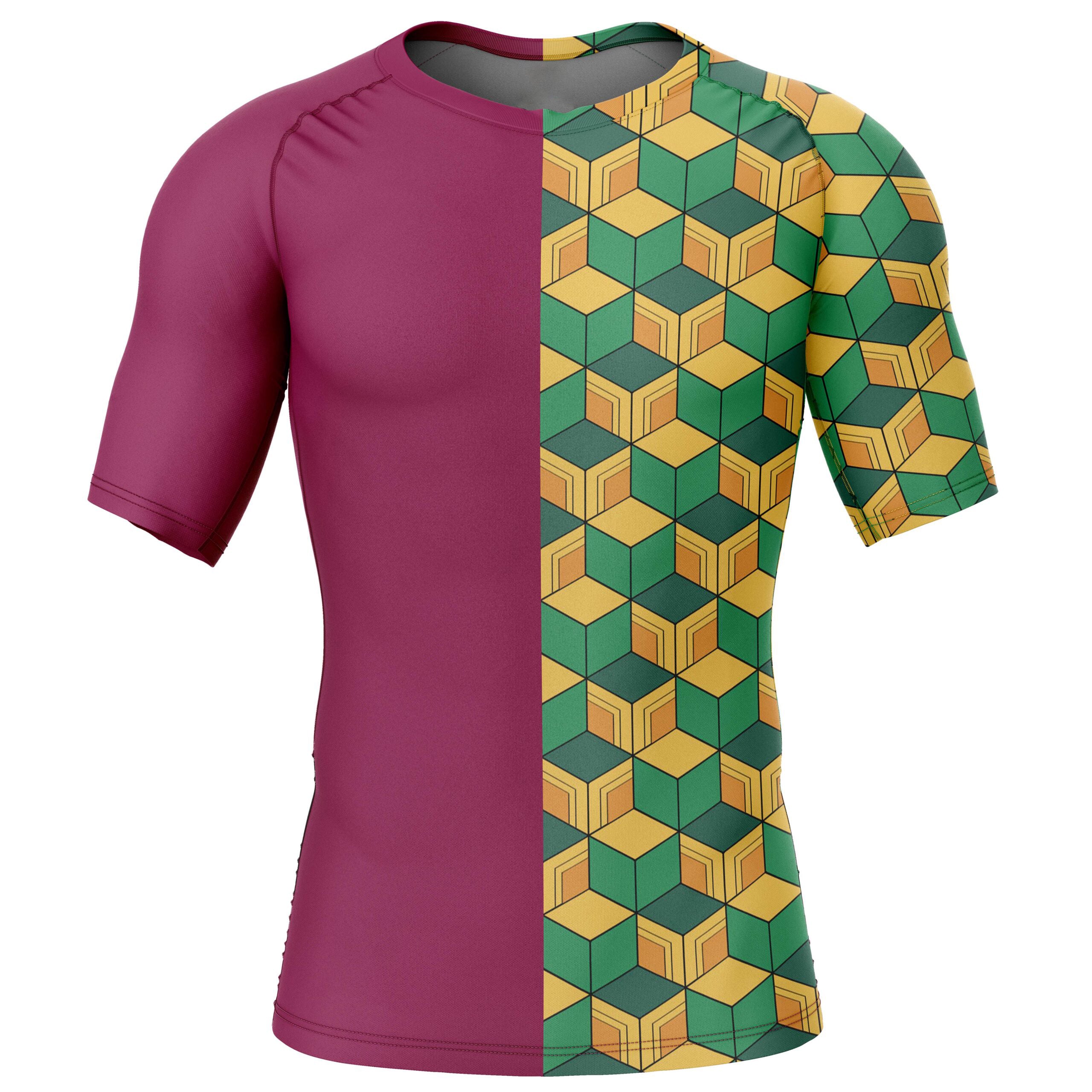 Morukai "Giyu Tomioka" Demon Slayer: Kimetsu no Yaiba Short Sleeve Rash Guard Compression Shirt