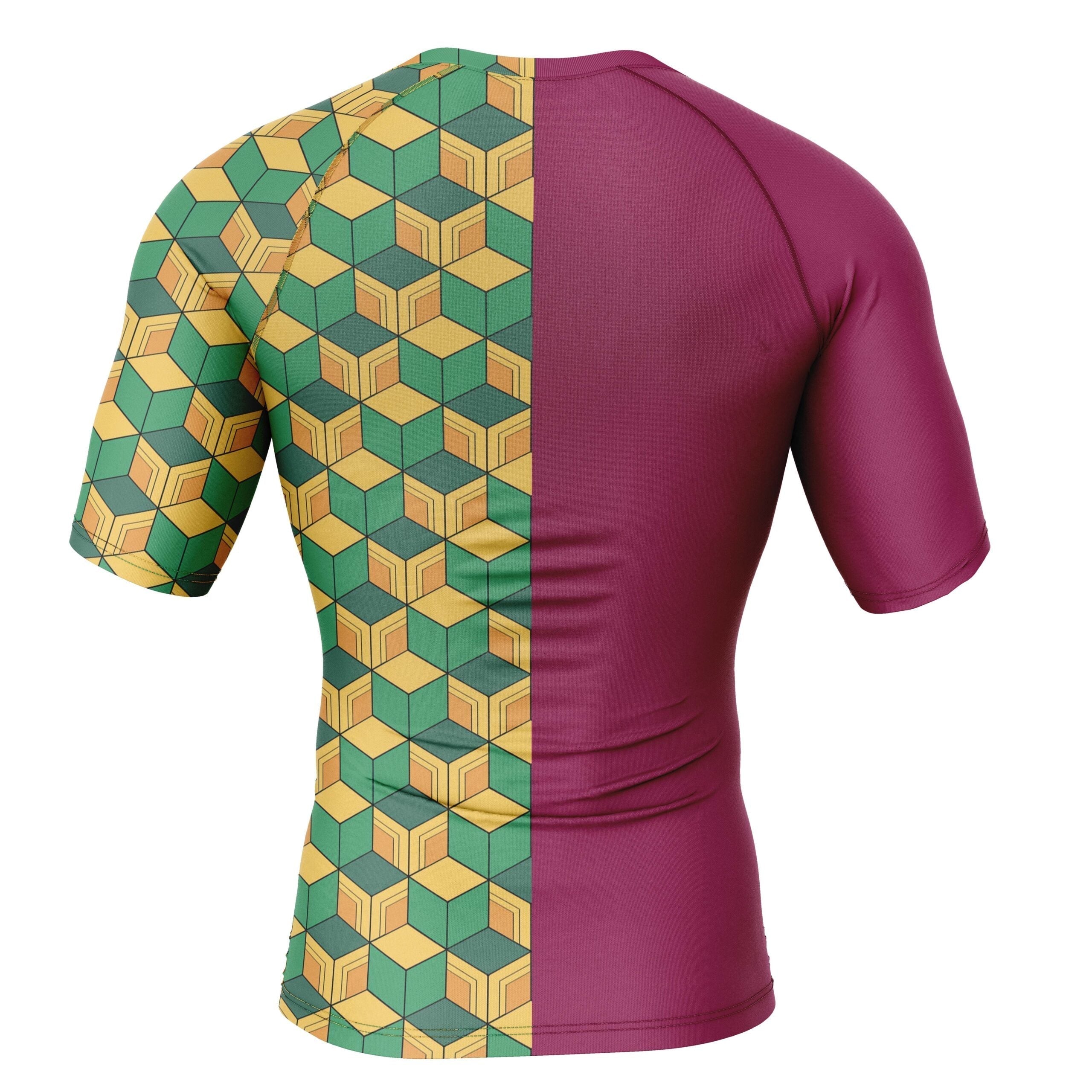 Morukai "Giyu Tomioka" Demon Slayer: Kimetsu no Yaiba Short Sleeve Rash Guard Compression Shirt