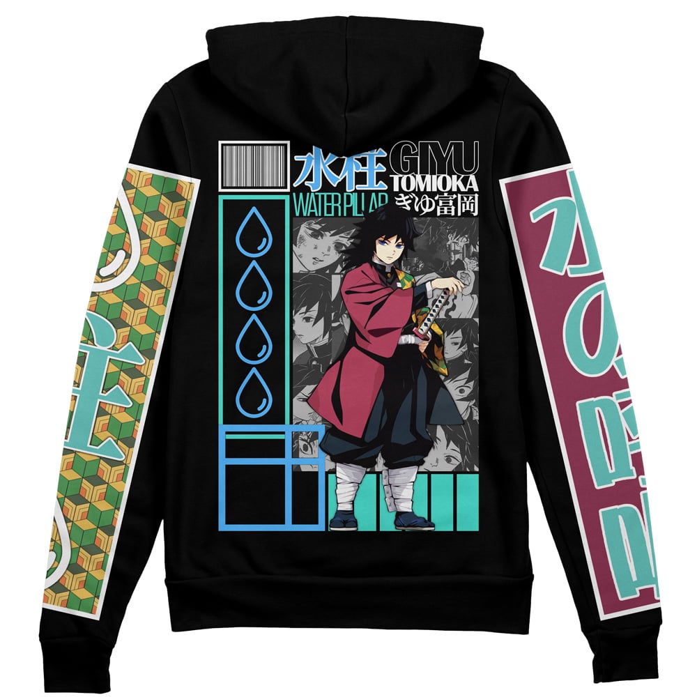 Morukai "Giyu Tomioka Water Pillar" Demon Slayer: Kimetsu no Yaiba Streetwear Zip Hoodie Jacket