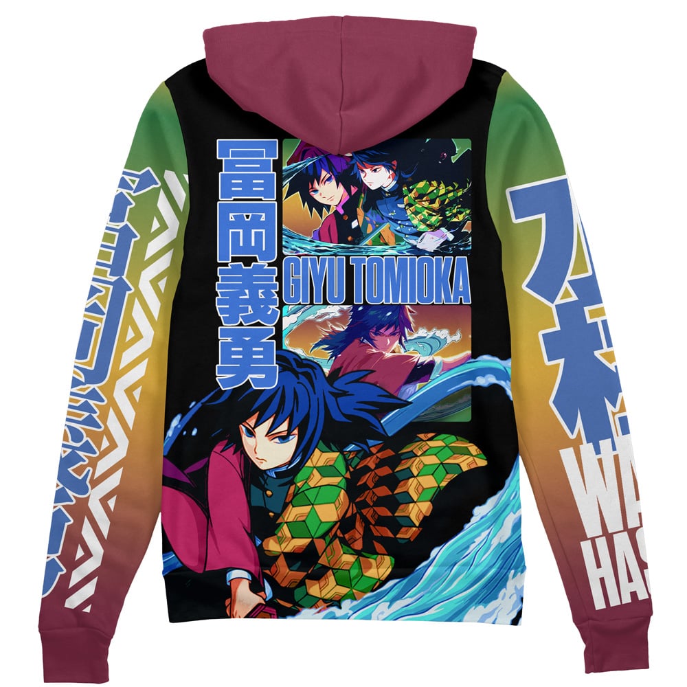 Morukai "Giyu Tomioka Water Breathing" Demon Slayer: Kimetsu no Yaiba Streetwear Zip Hoodie Jacket