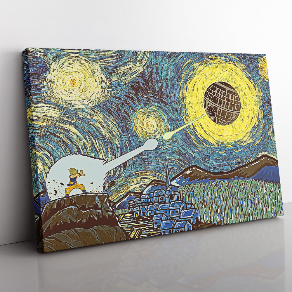 Morukai "Goku vs Death Star Starry Night Canvas Print Wall Art