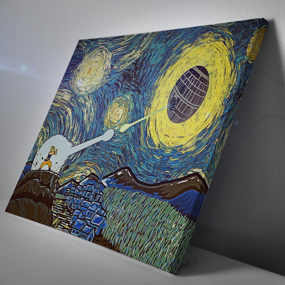 Morukai "Goku vs Death Star Starry Night Canvas Print Wall Art