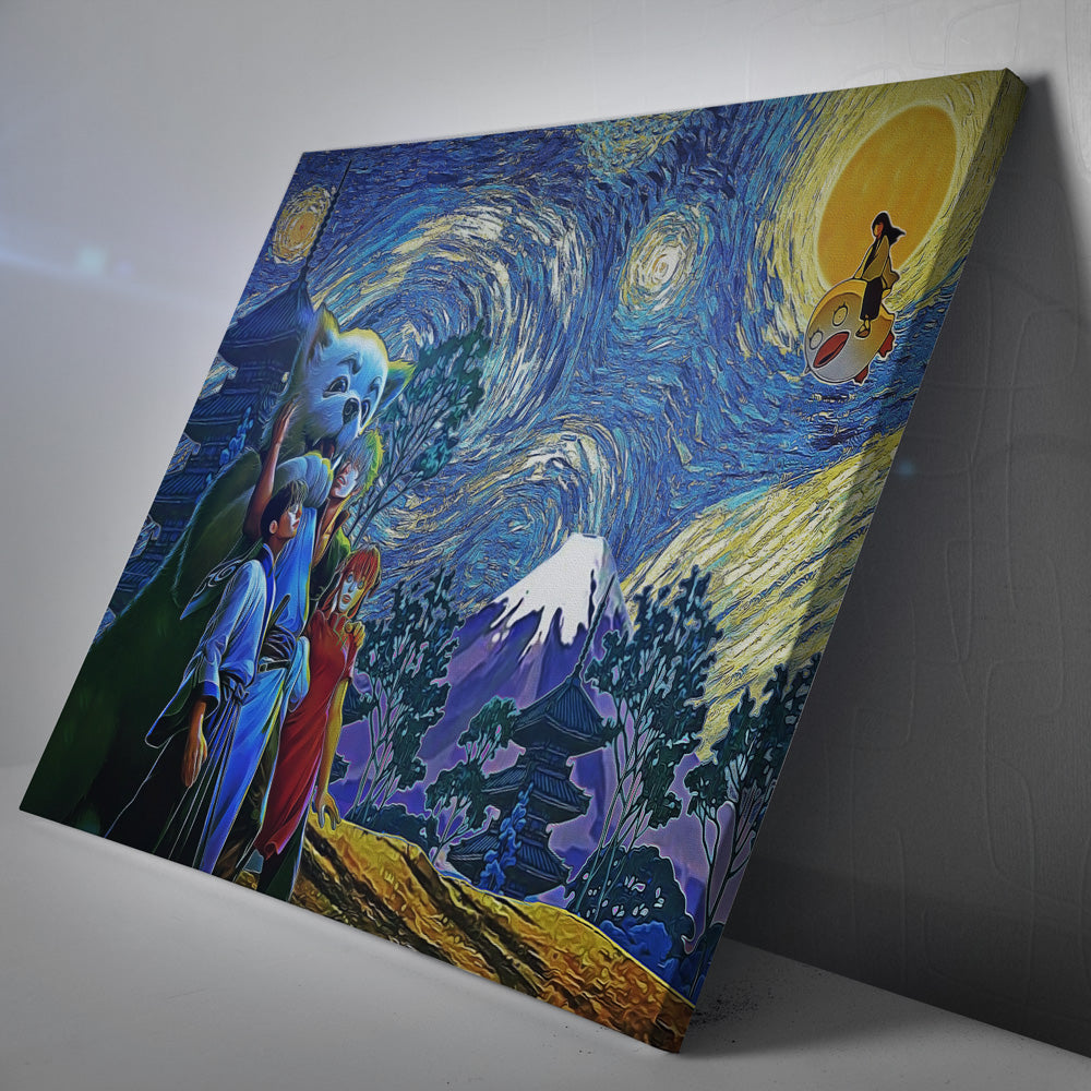 Morukai "Happy Bonding Gintama Starry Night Canvas Print Wall Art