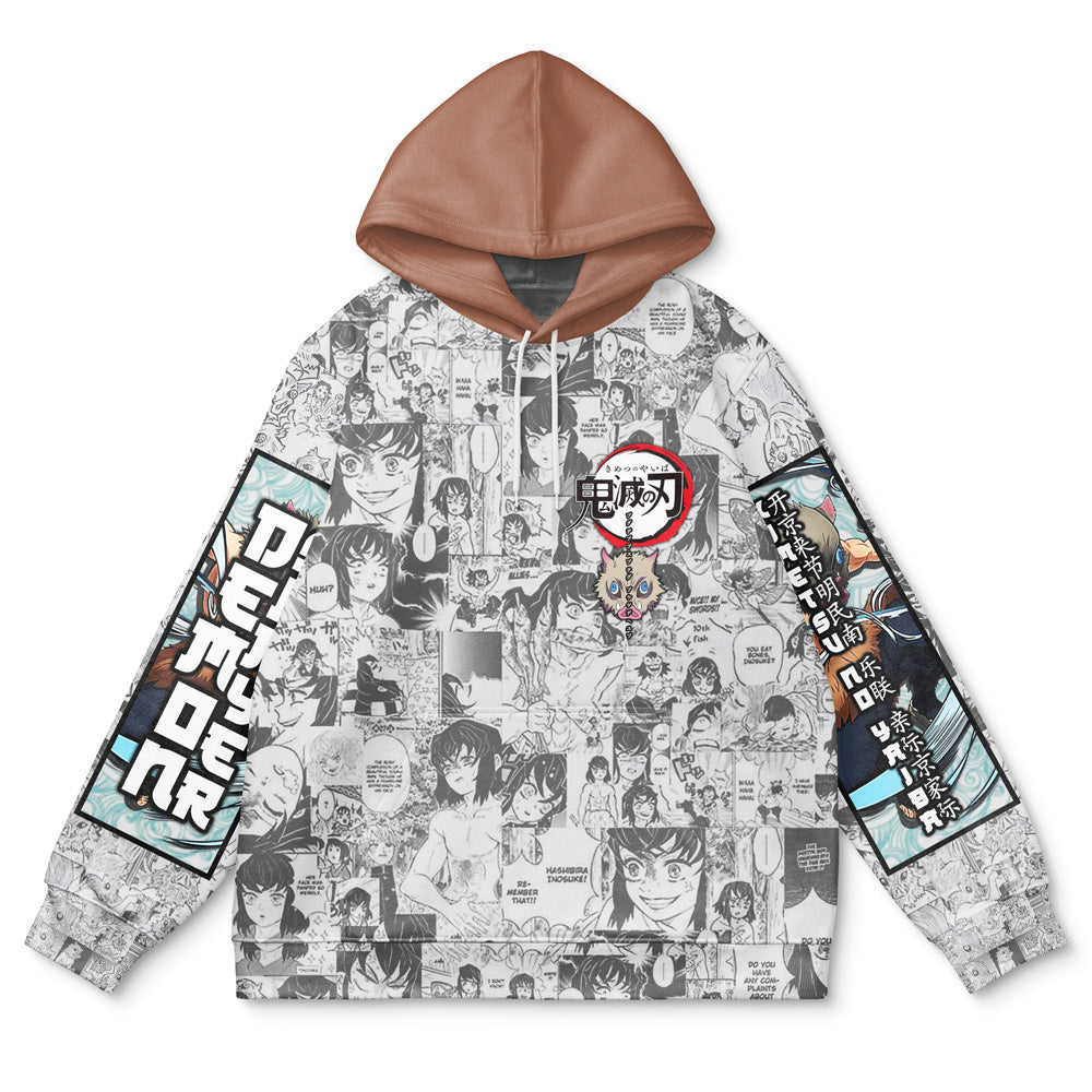 Morukai "Hashibira Inosuke Manga Collage Demon Slayer Streetwear Hoodie