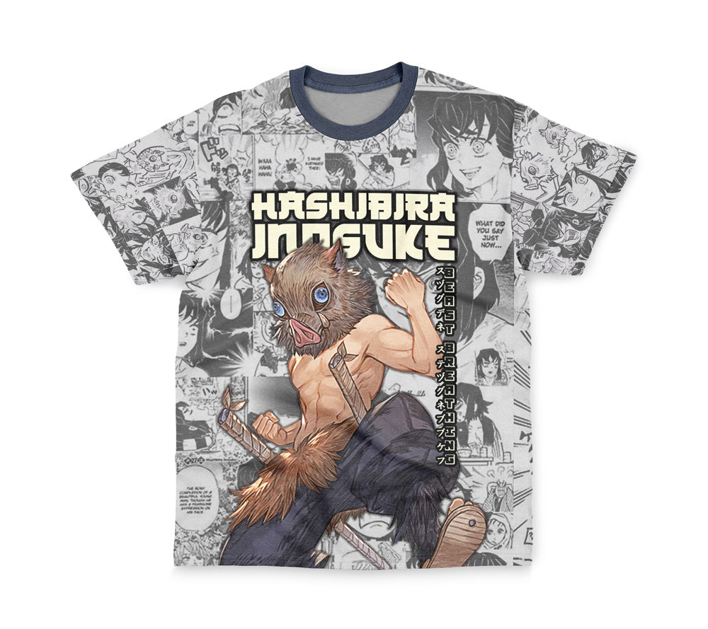 Morukai "Hashibira Inosuke Manga Collage Demon Slayer Streetwear T-Shirt