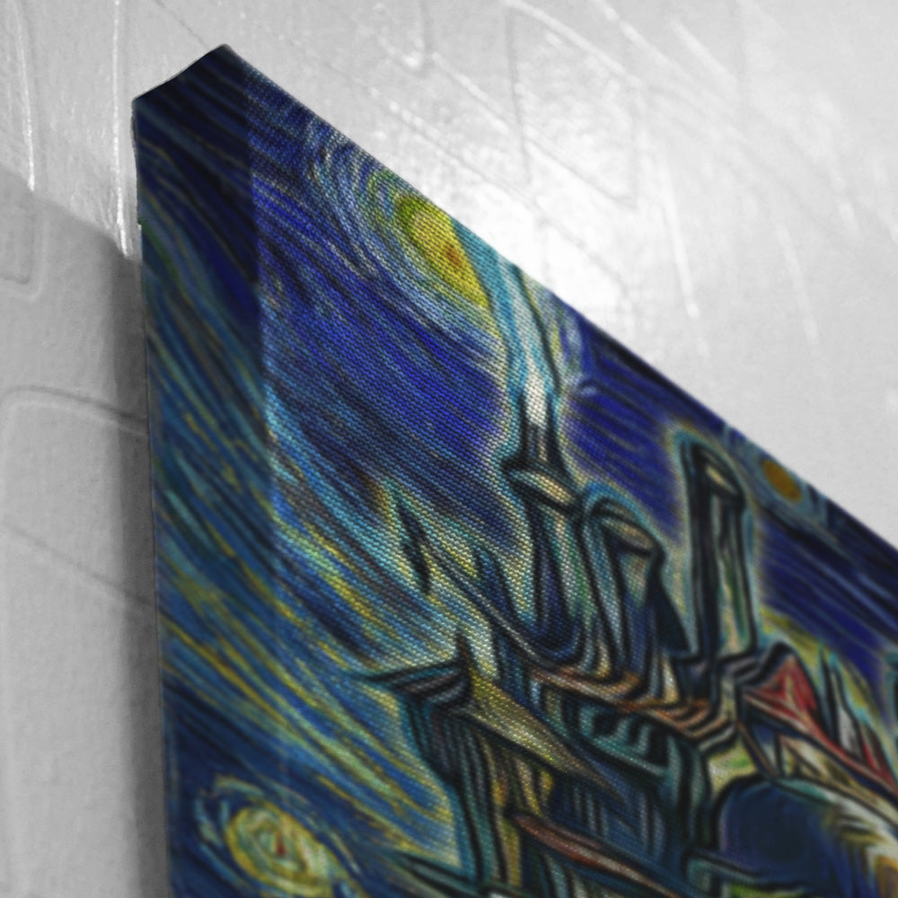 Morukai "Howl's Moving Castle Starry Night Studio Ghibli Canvas Print Wall Art