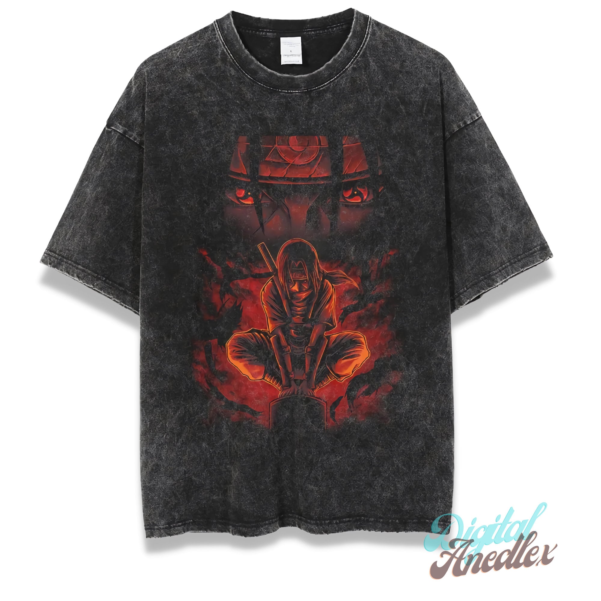 Morukai "Itachi Uchiha Anbu" Naruto Vintage Washed Oversized T-Shirt V1
