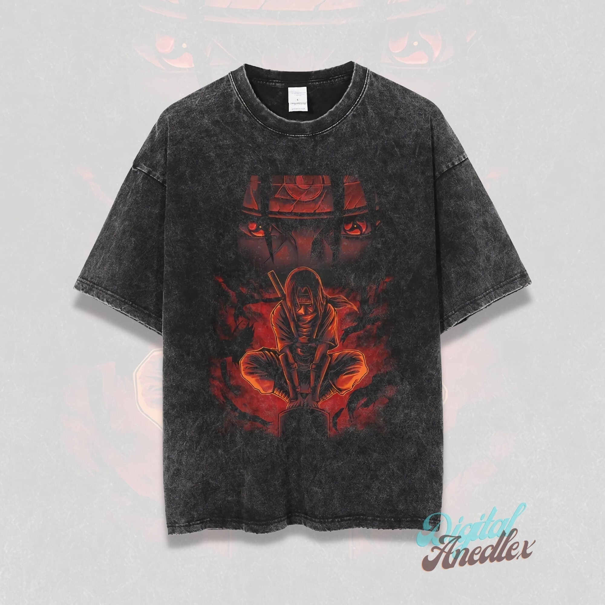 Morukai "Itachi Uchiha Anbu" Naruto Vintage Washed Oversized T-Shirt V1