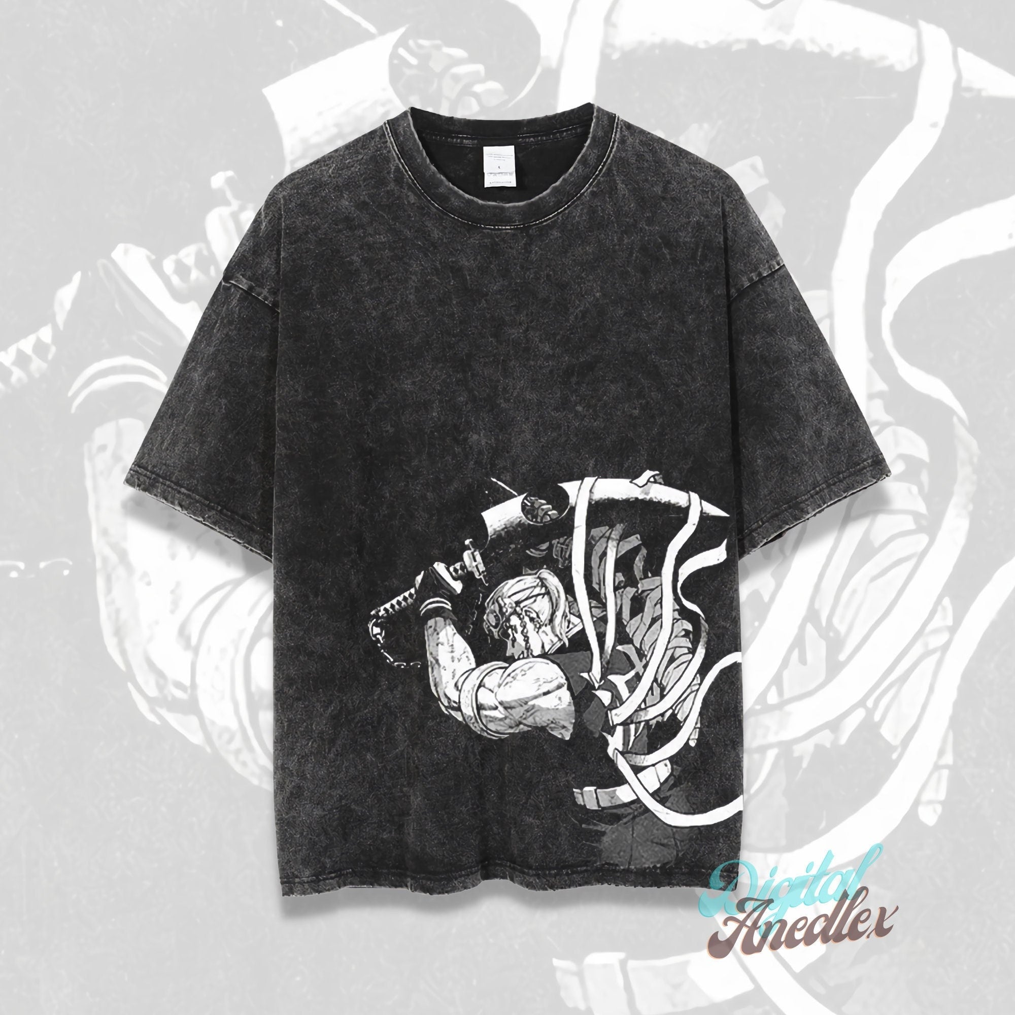 Morukai "Tengen Uzui Sound Pillar" Demon Slayer: Kimetsu no Yaiba Vintage Washed Oversized T-Shirt V1