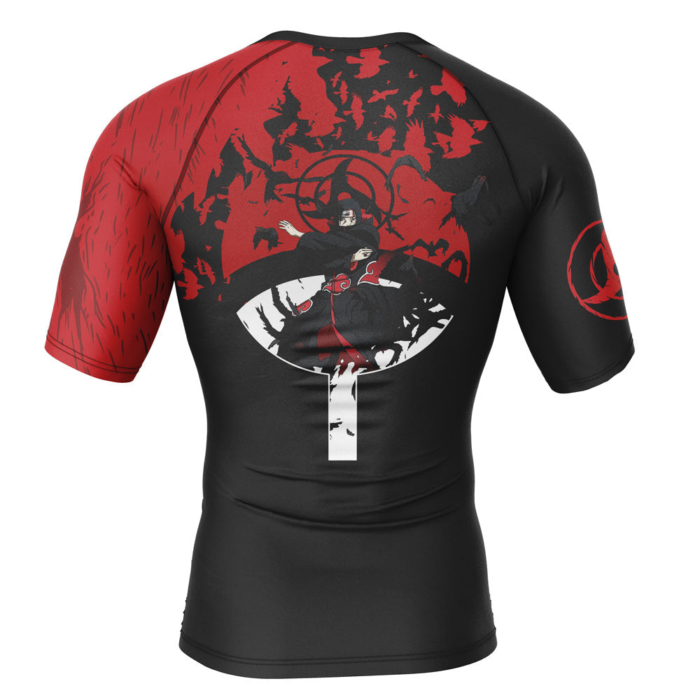 Morukai "Itachi Uchiha Summoning Crow Naruto Short Sleeve Rash Guard Compression Shirt