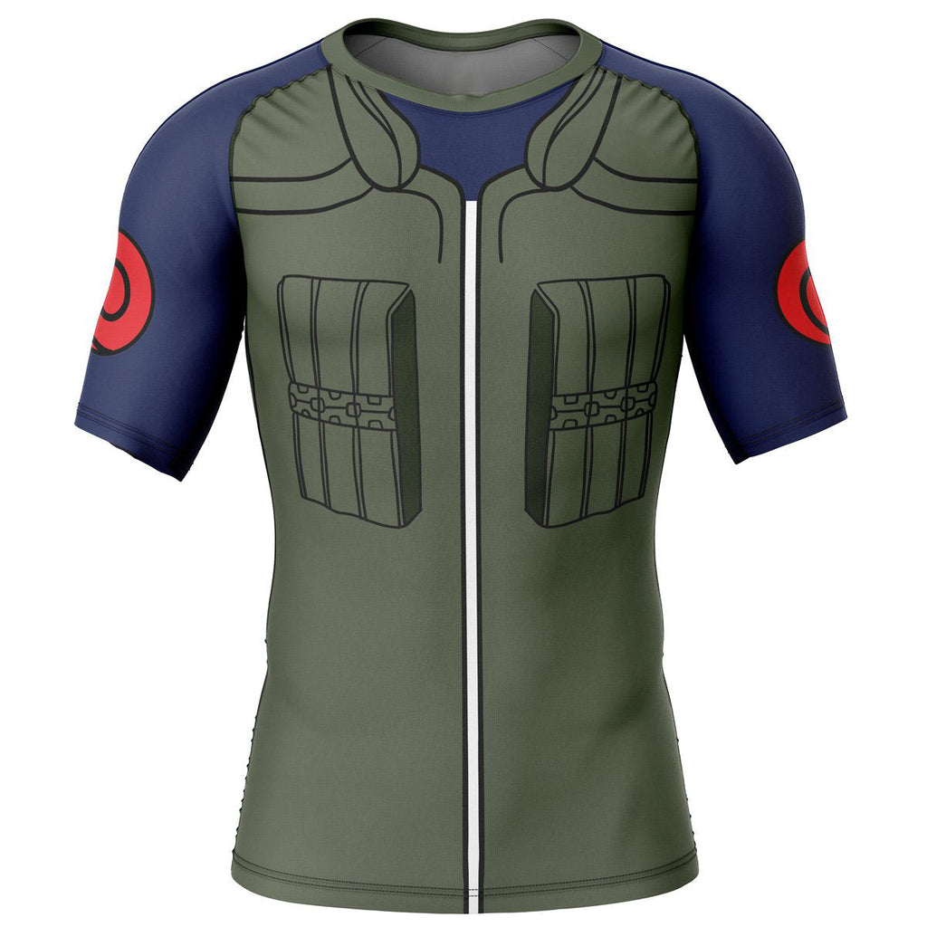 Morukai "Kakashi Military Uniform Naruto Short Sleeve Rash Guard Compression Shirt