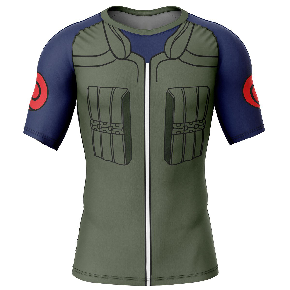 Morukai "Kakashi Military Uniform Naruto Short Sleeve Rash Guard Compression Shirt