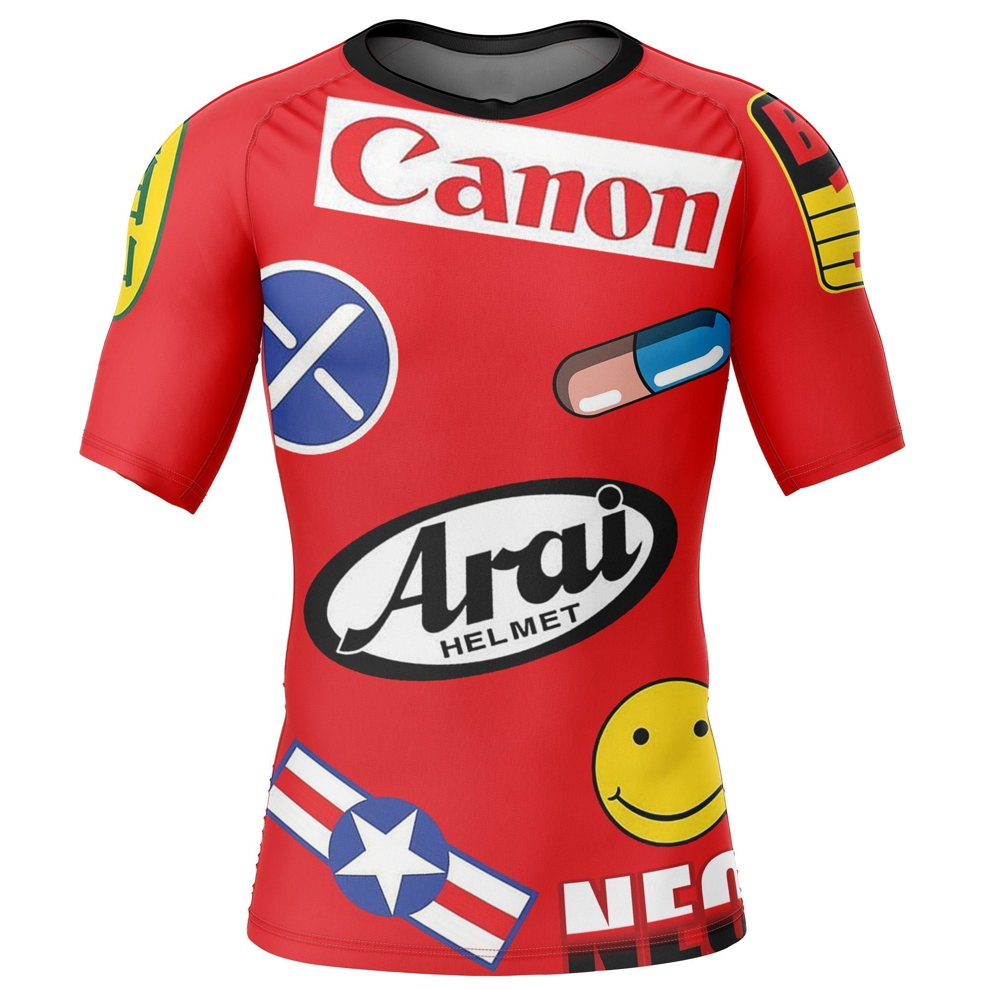Morukai "Kaneda Bike Decals Akira Short Sleeve Rash Guard Compression Shirt