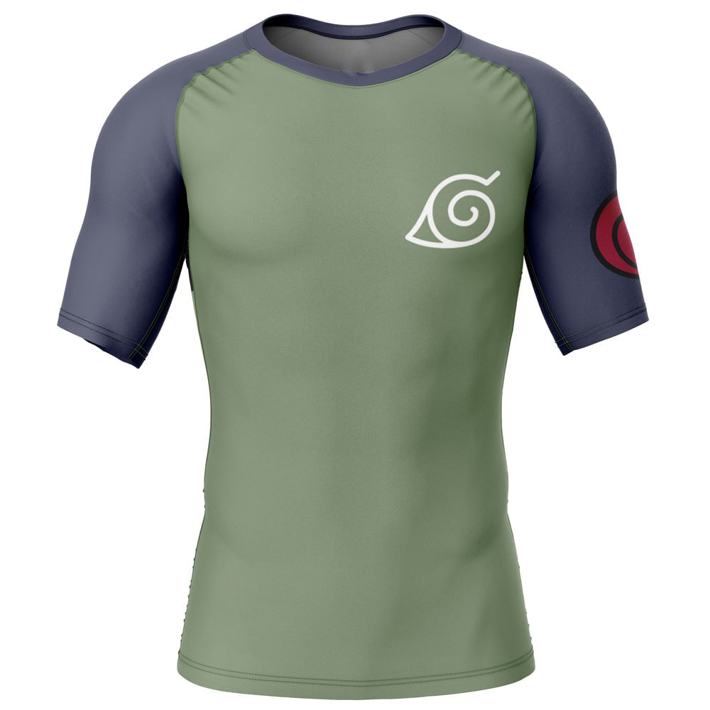 Morukai "Konohagakure Jounin Uniform Naruto Short Sleeve Rash Guard Compression Shirt