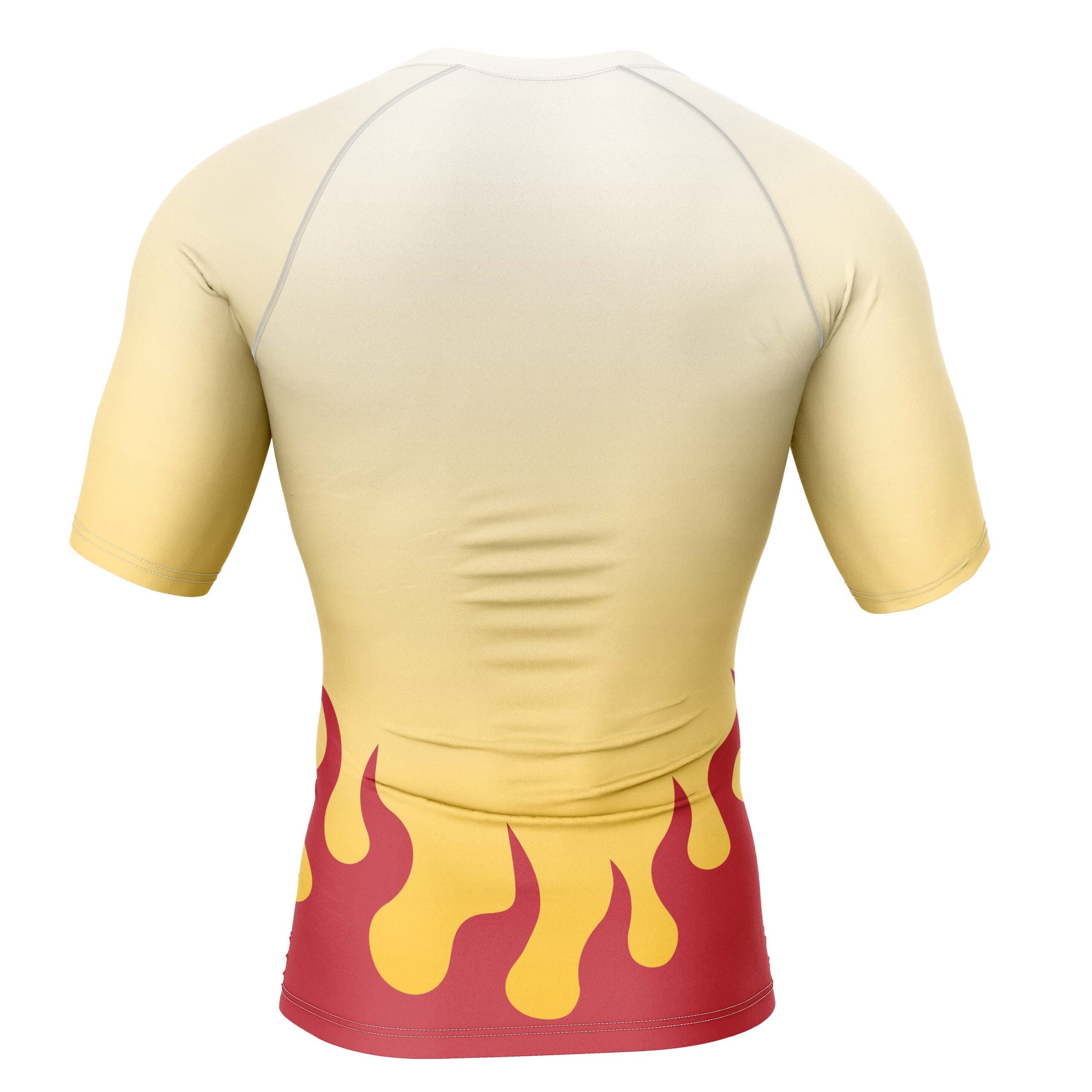 Morukai "Kyojuro Regoku Demon Slayer Short Sleeve Rash Guard Compression Shirt