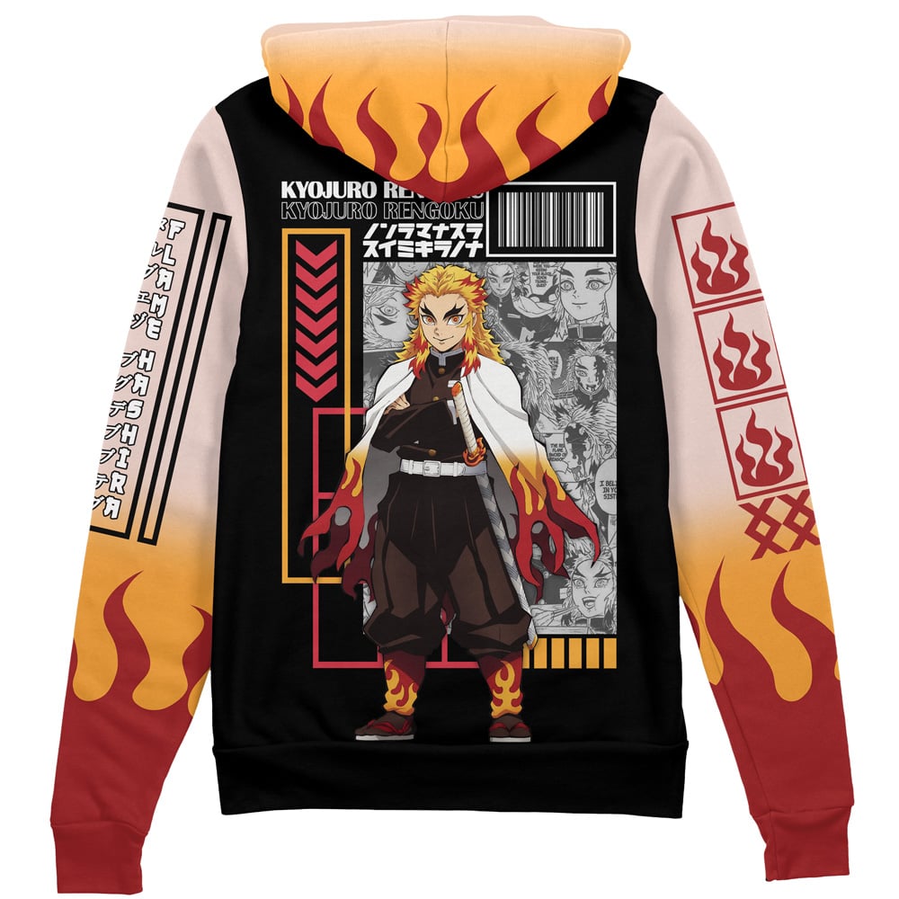 Morukai "Kyojuro Rengoku" Demon Slayer: Kimetsu no Yaiba Streetwear Zip Hoodie Jacket