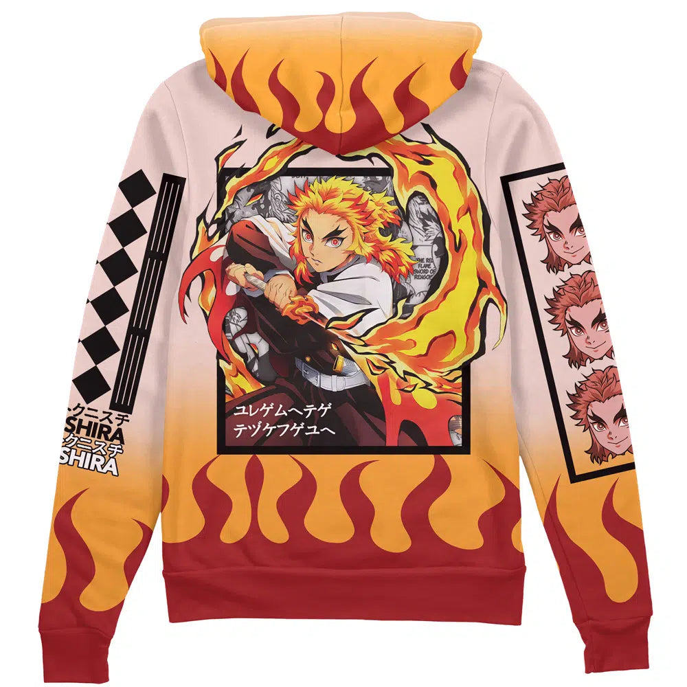 Morukai "Kyojuro Rengoku Haori" Demon Slayer: Kimetsu no Yaiba Streetwear Zip Hoodie Jacket