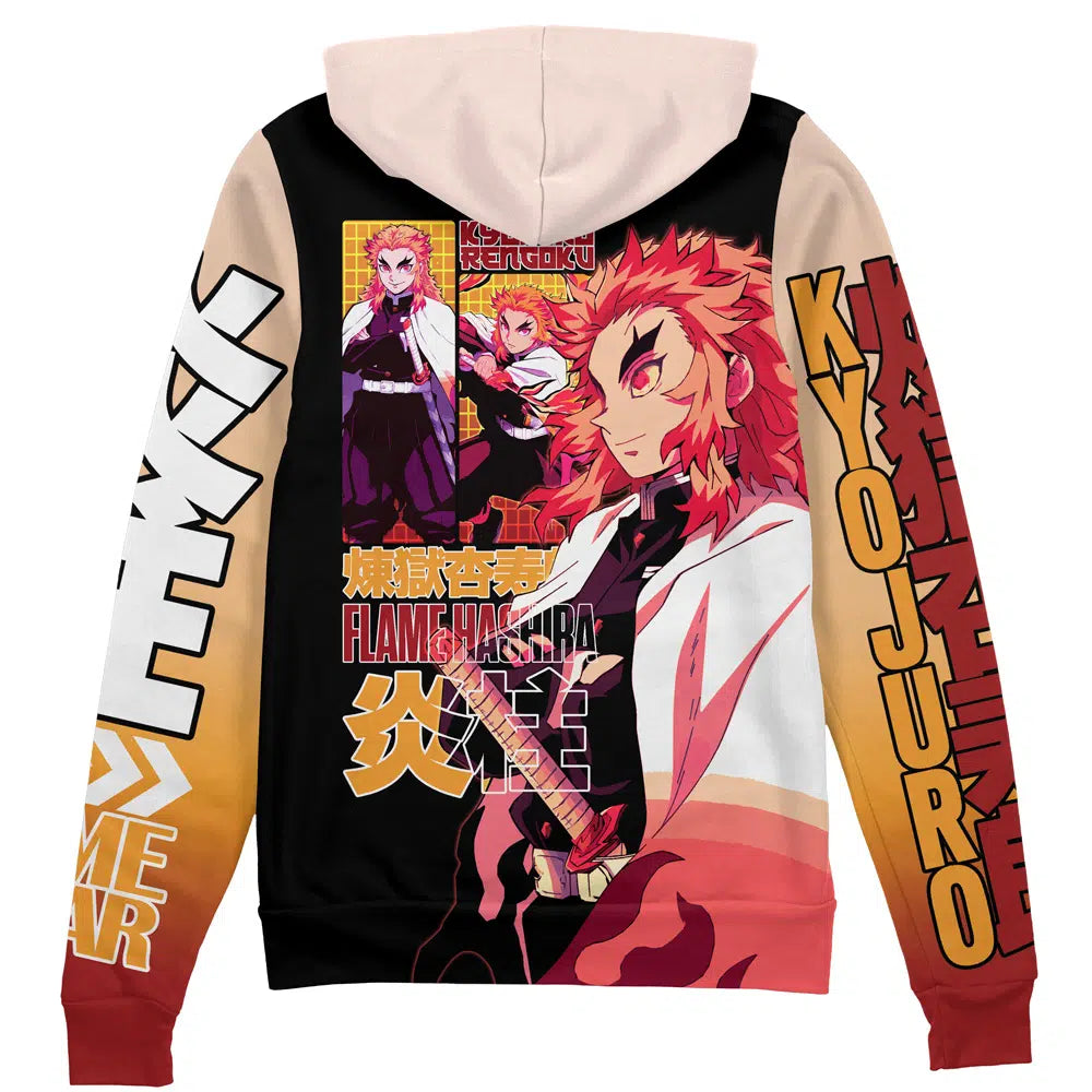 Morukai "Kyojuro Rengoku Flame Pillar" Demon Slayer: Kimetsu no Yaiba Streetwear Zip Hoodie Jacket