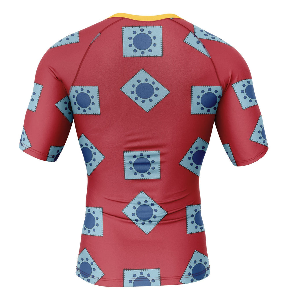 Morukai "Luffy Wano pattern One Piece Short Sleeve Rash Guard Compression Shirt