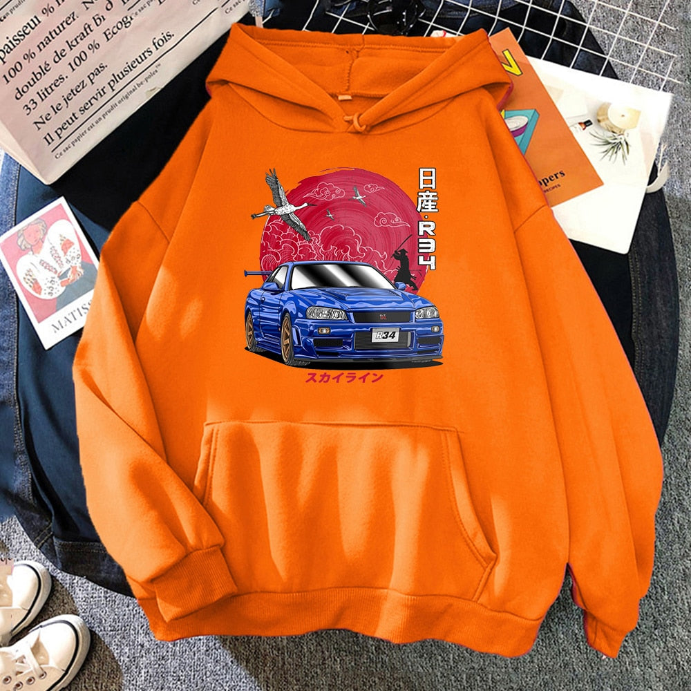 Morukai "Nissan Skyline GT-R V-Spec II Nür (BNR34)" Initial D Unisex Hoodie
