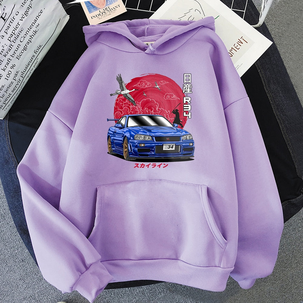 Morukai "Nissan Skyline GT-R V-Spec II Nür (BNR34)" Initial D Unisex Hoodie