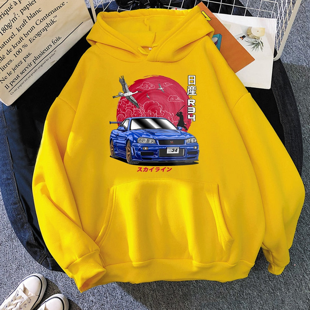 Morukai "Nissan Skyline GT-R V-Spec II Nür (BNR34)" Initial D Unisex Hoodie