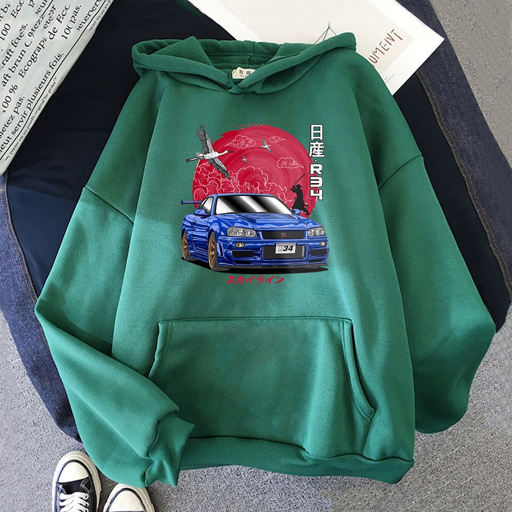 Morukai "Nissan Skyline GT-R V-Spec II Nür (BNR34)" Initial D Unisex Hoodie