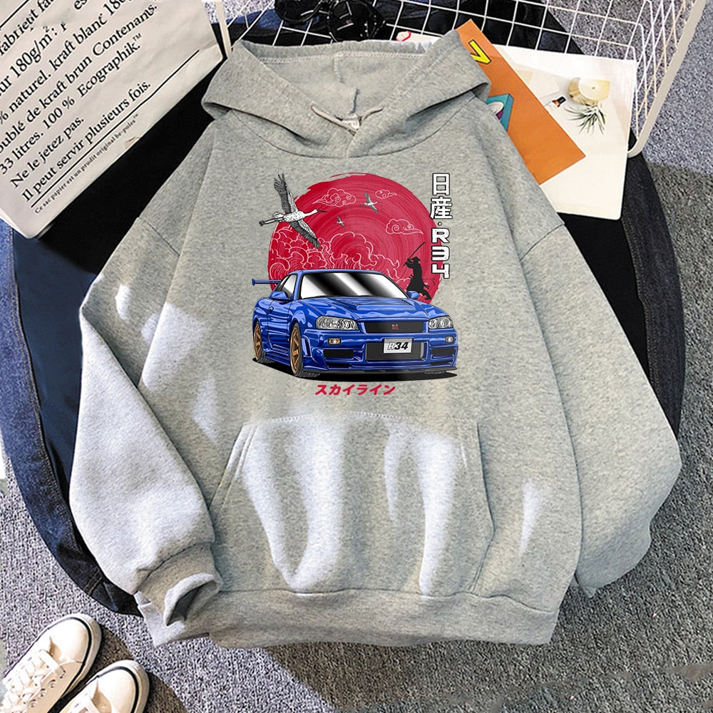 Morukai "Nissan Skyline GT-R V-Spec II Nür (BNR34)" Initial D Unisex Hoodie