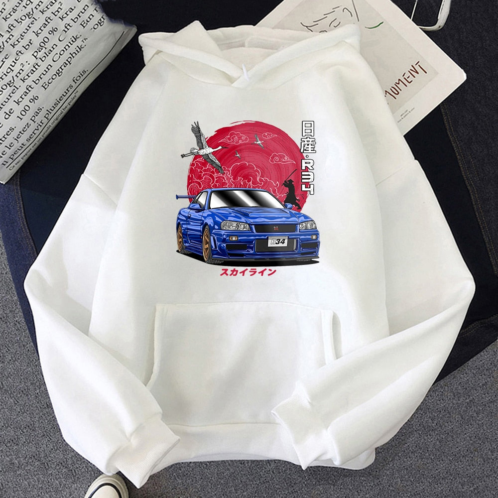 Morukai "Nissan Skyline GT-R V-Spec II Nür (BNR34)" Initial D Unisex Hoodie