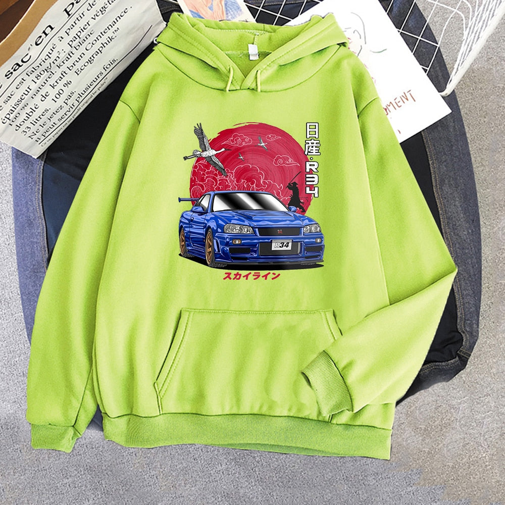 Morukai "Nissan Skyline GT-R V-Spec II Nür (BNR34)" Initial D Unisex Hoodie