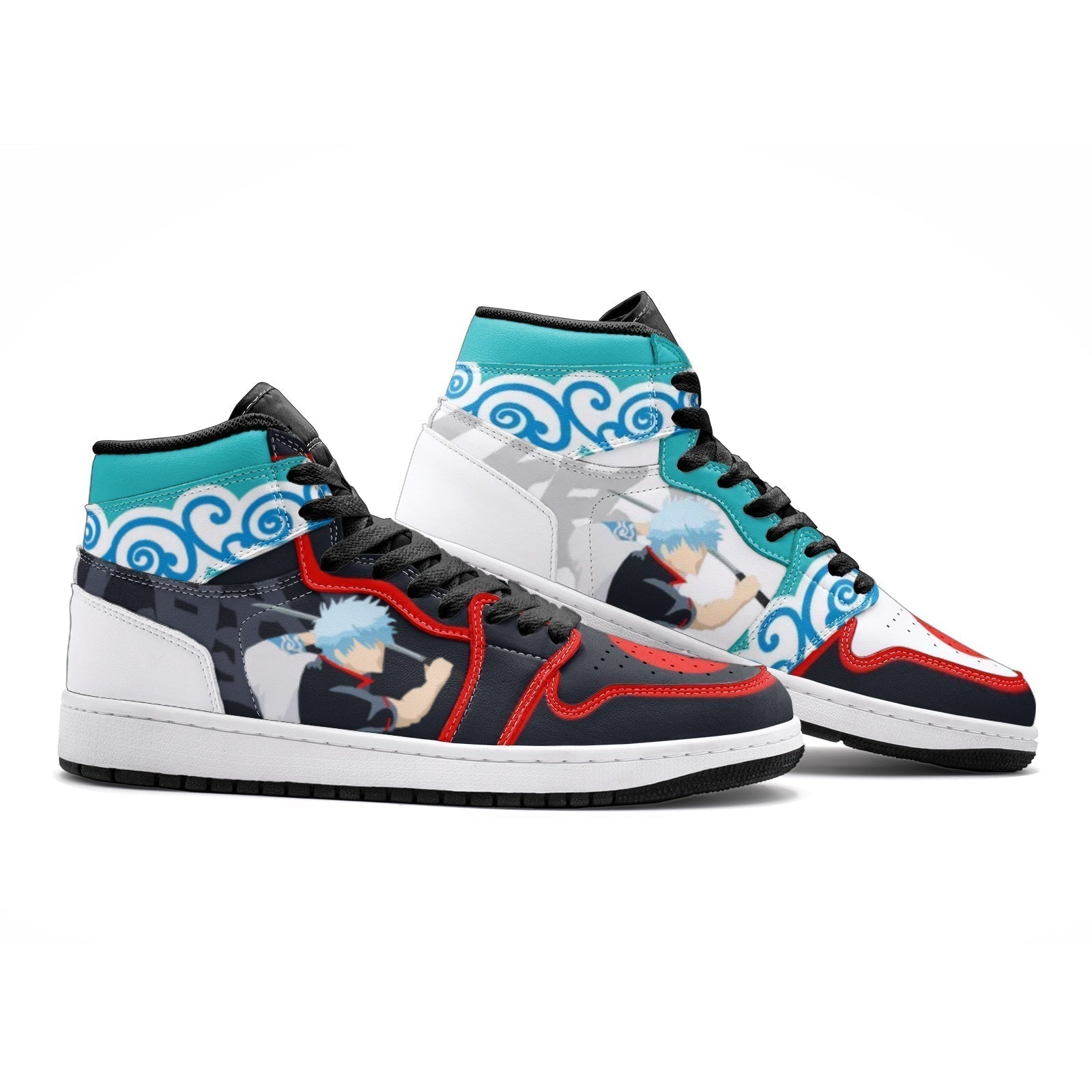 Morukai "Gintoki Kimono Pattern Gintama Mid 1 Basketball Shoes