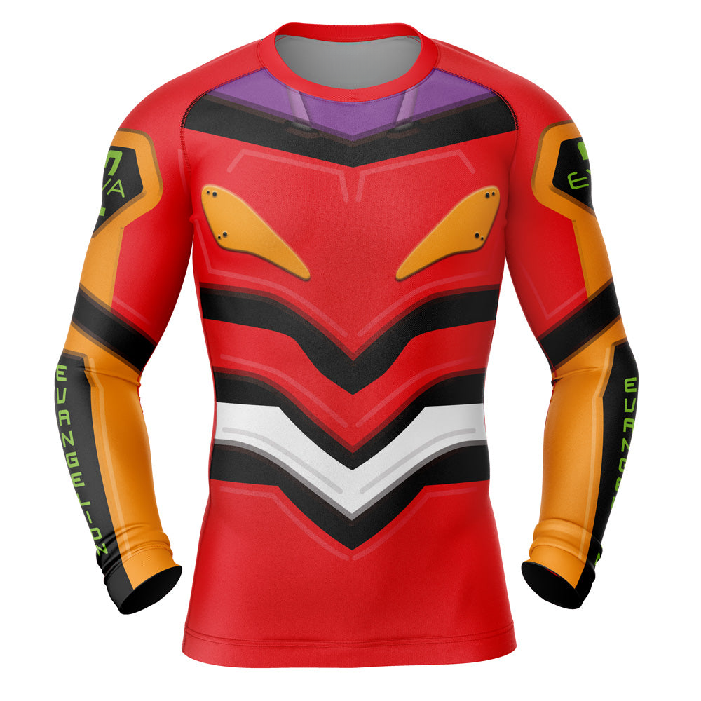 Morukai "Eva-02 Neon Genesis Evangelion Long Sleeve Rash Guard Compression