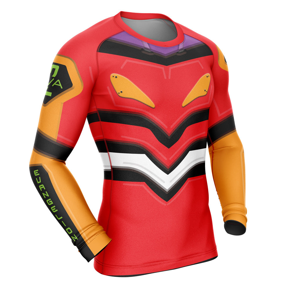 Morukai "Eva-02 Neon Genesis Evangelion Long Sleeve Rash Guard Compression