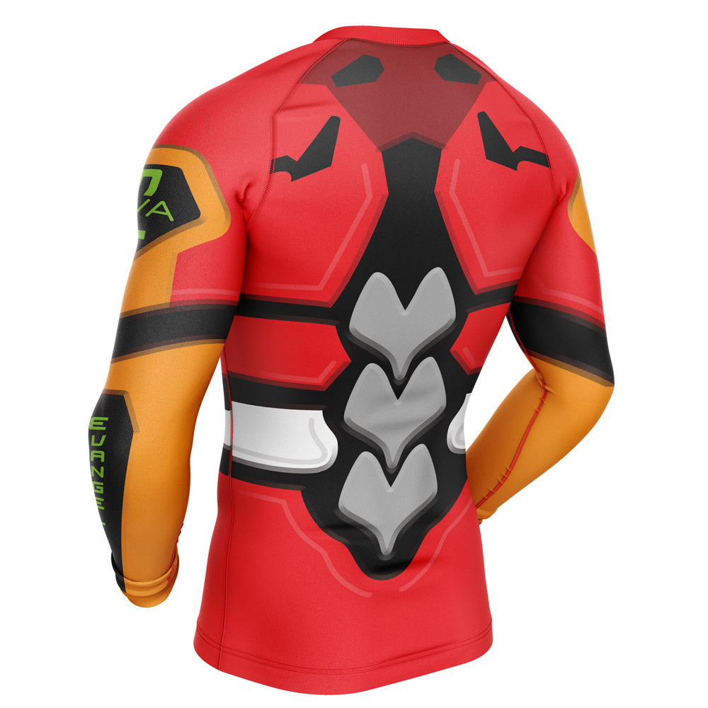 Morukai "Eva-02 Neon Genesis Evangelion Long Sleeve Rash Guard Compression