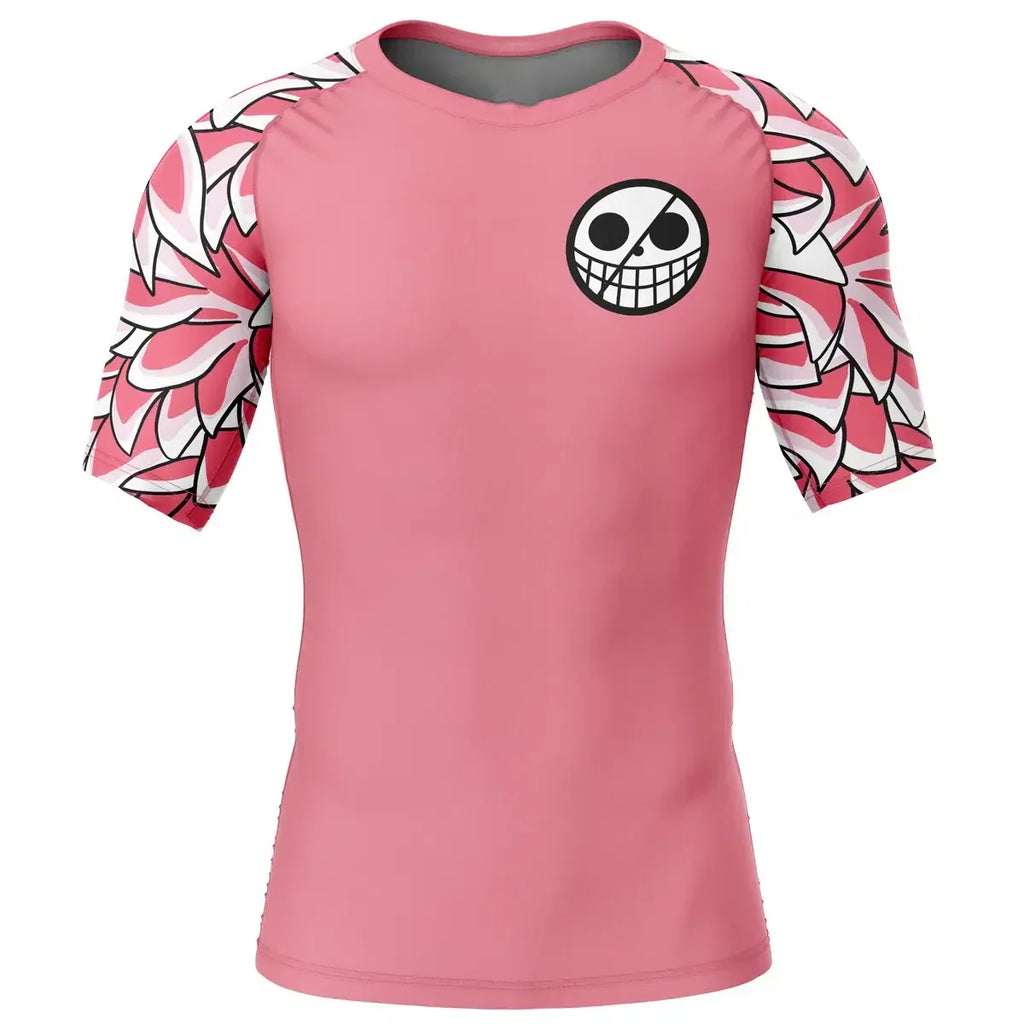 Morukai "Doflamingo One Piece Short Sleeve Rash Guard Compression Shirt