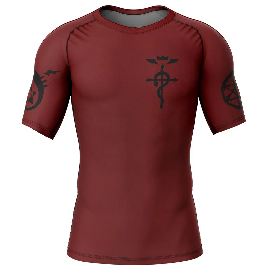 Morukai "Edward Elric" Fullmetal Alchemist Short Sleeve Rash Guard Compression Shirt