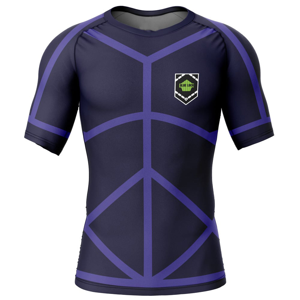 Morukai "Training Uniform" Blue Lock Short Sleeve Rash Guard Compression Shirt