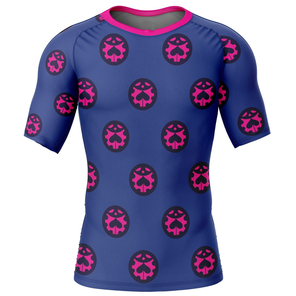 Morukai "Giorno Giovanna" Jojo's Bizarre Adventure Short Sleeve Rash Guard Compression Shirt