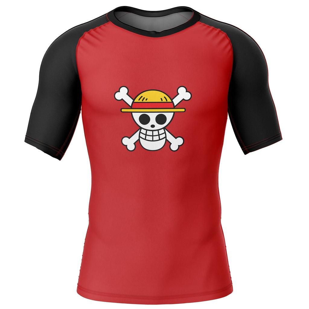 Morukai "Luffy Straw Hat pirates One Piece Short Sleeve Rash Guard Compression Shirt