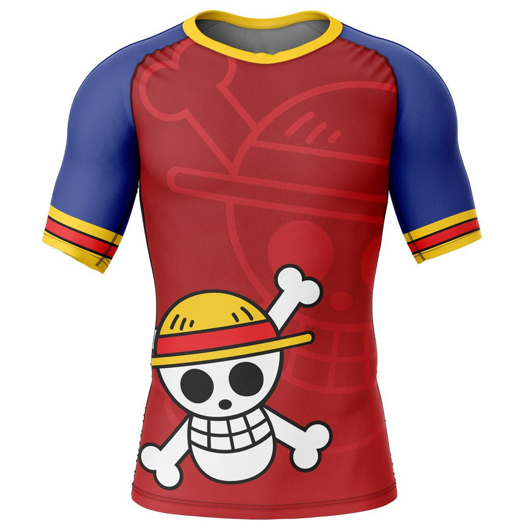 Morukai "Monkey D. Luffy Straw Hat One Piece Short Sleeve Rash Guard Compression Shirt