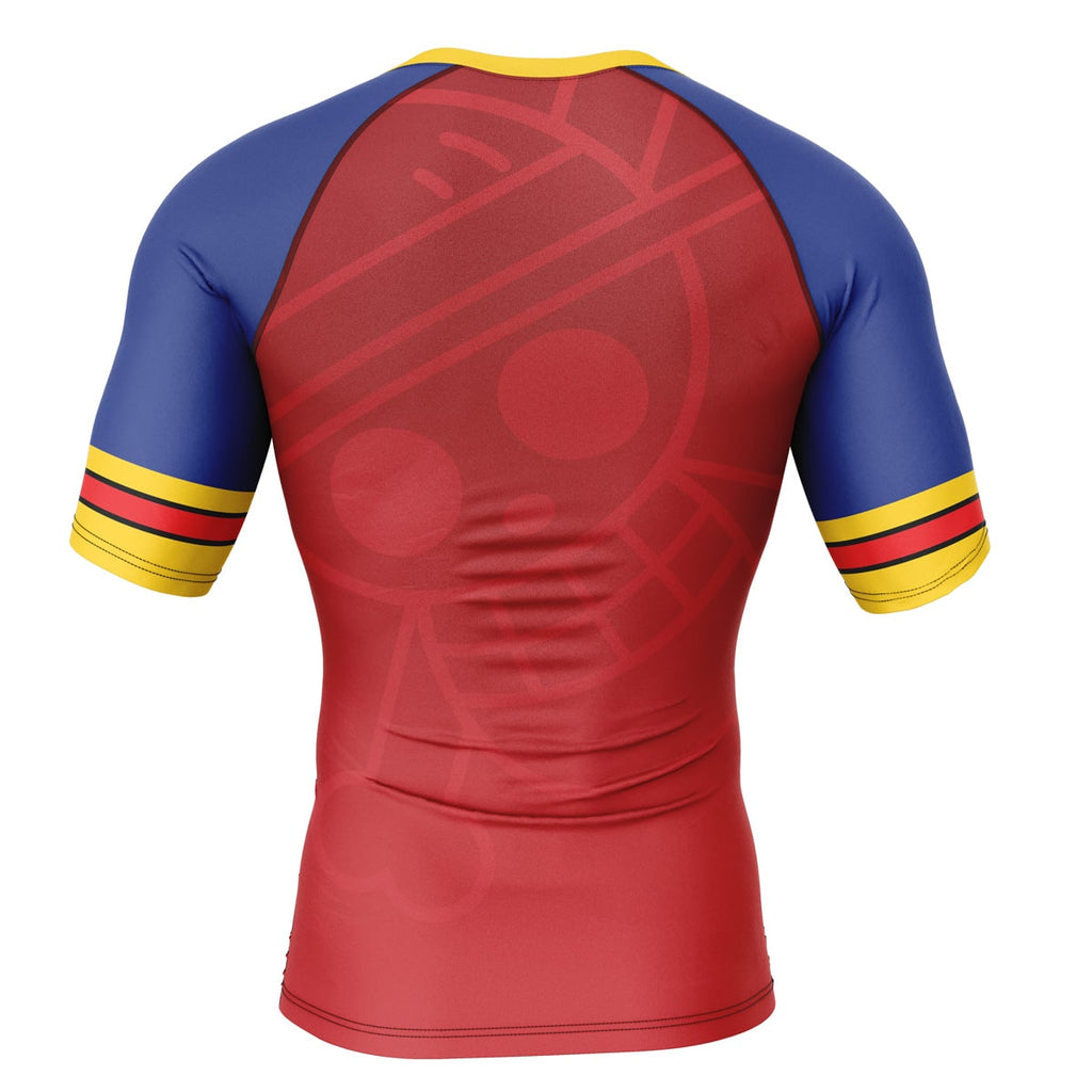 Morukai "Monkey D. Luffy Straw Hat One Piece Short Sleeve Rash Guard Compression Shirt