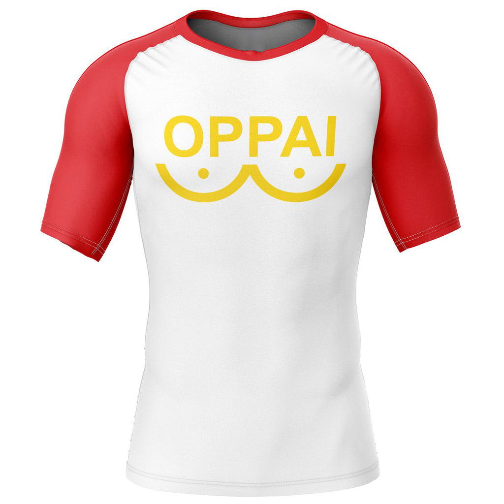 Morukai "Saitama Oppai" One Punch Man Short Sleeve Rash Guard Compression Shirt